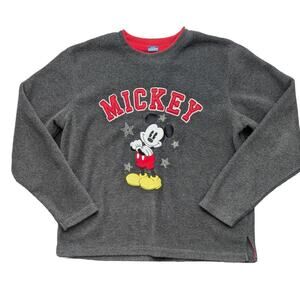 Vintage Disney Store Mickey Mouse Snowflake Applique Fleece Sweatshirt